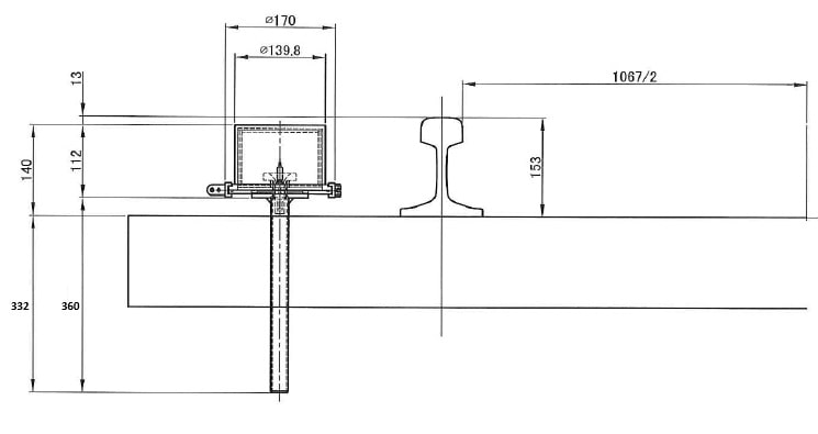 車両接触防止型打設器具 サイズ概要